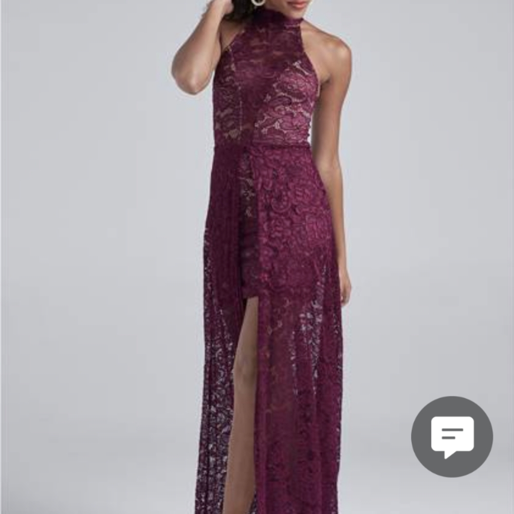 Wine colored high low lace dress
